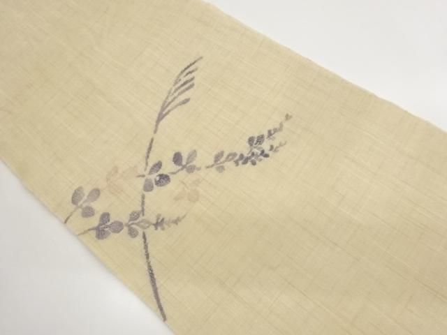 JAPANESE NAGOYA OBI FOR SUMMER / TSUMUGI / WOVEN AUTUMN FLOWERS